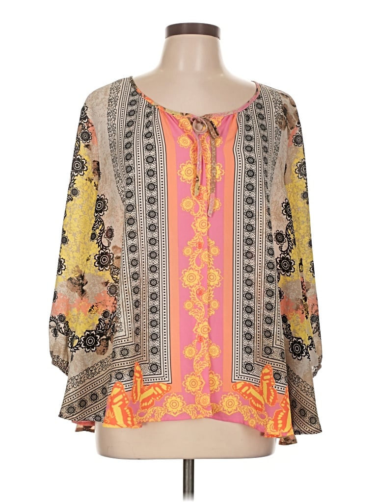 Pre-owned Style & Co 3/4 Sleeve Blouse In Yellow