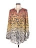 MULTIPLES Animal Print Orange Long Sleeve Blouse Size M - photo 1