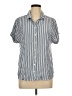 Downeast 100% Viscose Stripes Gray Short Sleeve Button-Down Shirt Size L - photo 1