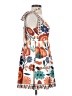 Unbranded 100% Polyester Print Orange Casual Dress Size XS - photo 4