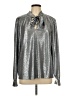 Ann Taylor LOFT 100% Polyester Metallic Silver Long Sleeve Blouse Size L (petite) - photo 1