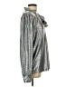 Ann Taylor LOFT 100% Polyester Metallic Silver Long Sleeve Blouse Size L (petite) - photo 4