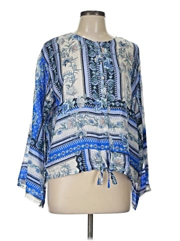 Johnny Was 3/4 Sleeve Silk Top (view 1)