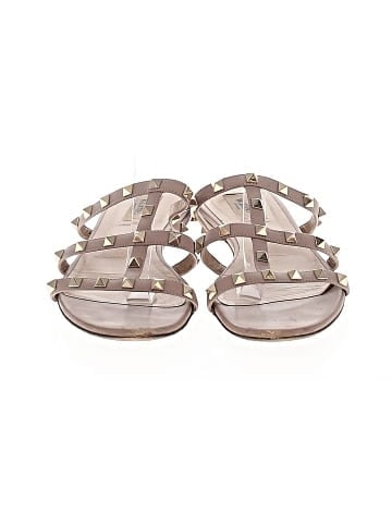 Valentino Garavani Leather Rockstud Caged Flat Sandals (view 2)