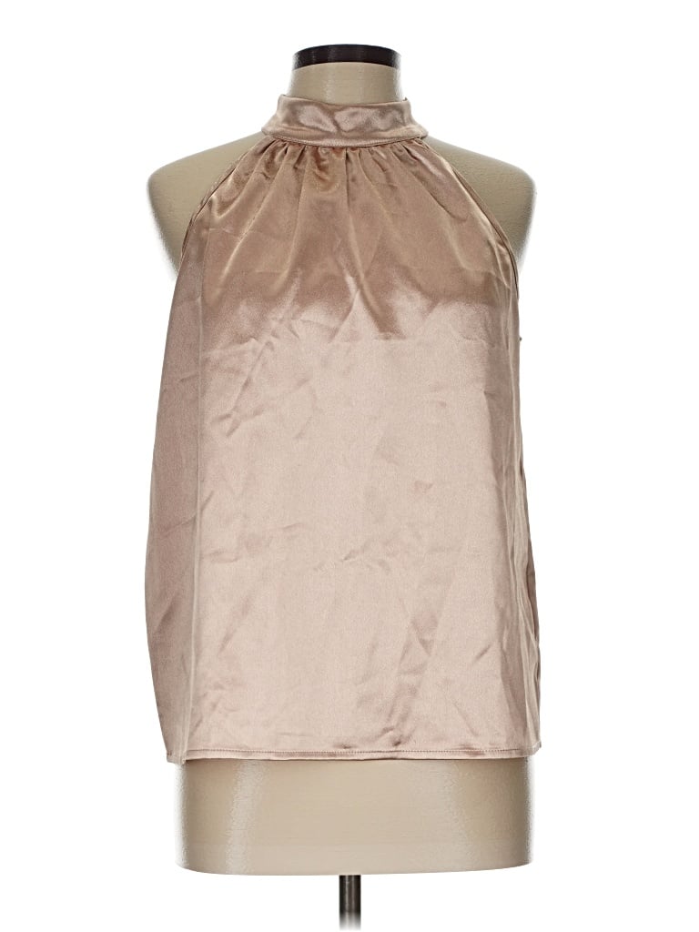 Pre-owned Unbranded Sleeveless Blouse In Tan
