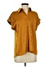 Hem & Thread Gold Short Sleeve Blouse Size S - photo 1