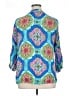 John Mark 100% Viscose Argyle Checkered-gingham Chevron-herringbone Color Block Floral Graphic Ombre Paisley Tropical Blue 3/4 Sleeve Blouse Size XL - photo 2