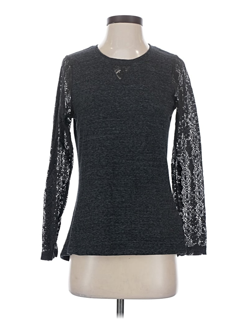 Pre-owned Prana Long Sleeve Top Gray Crew Neck Tops