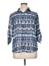 One World 100% Polyester Print Blue 3/4 Sleeve Blouse Size L - photo 1