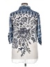 One World 100% Polyester Print Blue 3/4 Sleeve Blouse Size L - photo 2