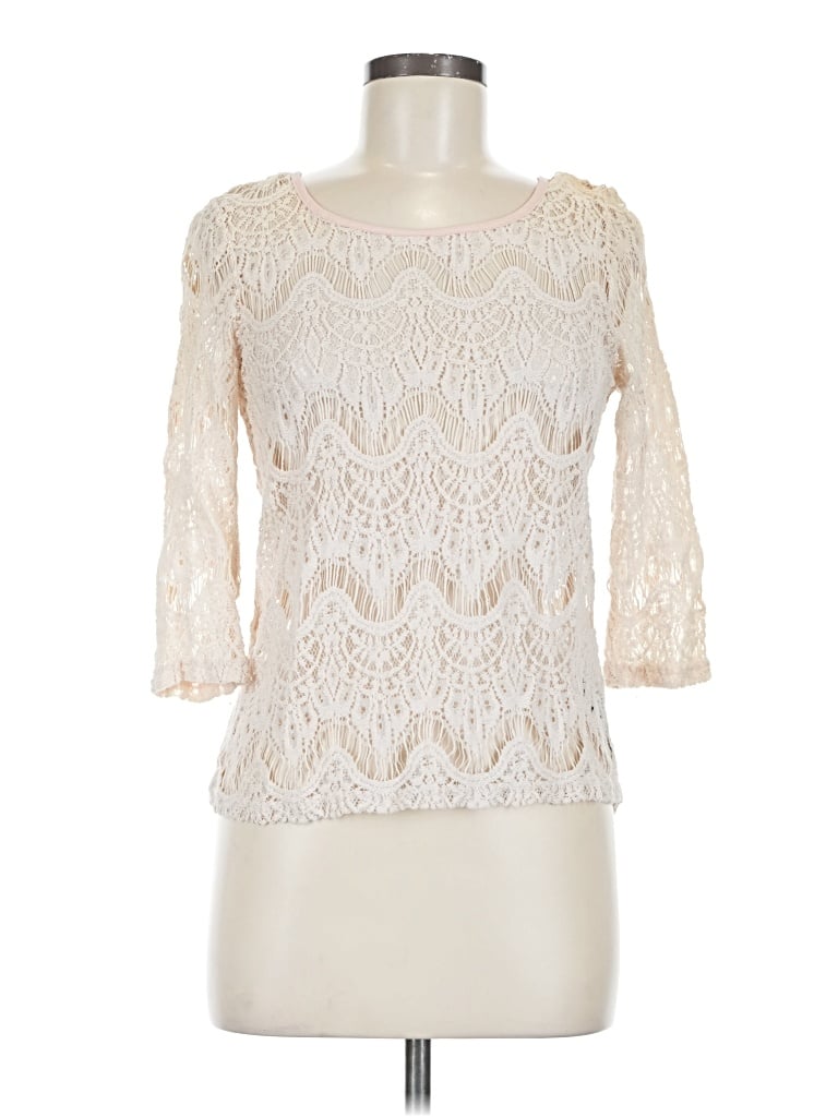 Pre-owned Forever 21 3/4 Sleeve Top Ivory Boatneck Tops