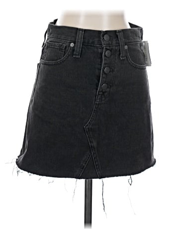 Madewell Rigid Denim A-Line Mini Skirt in Lunar Wash: Button-Front Edition (view 1)