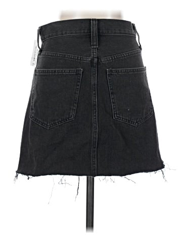Madewell Rigid Denim A-Line Mini Skirt in Lunar Wash: Button-Front Edition (view 2)