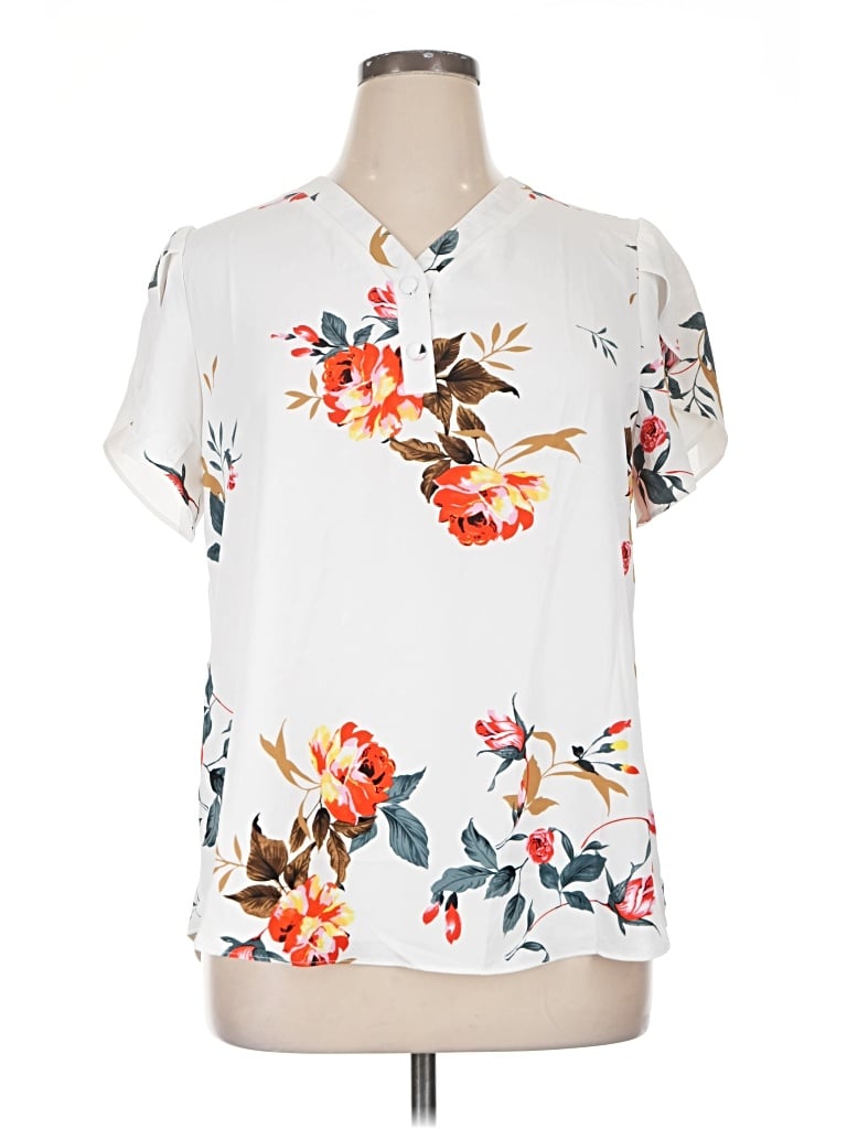 Pre-owned Assorted Brands Short Sleeve Blouse In White