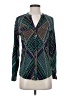 Calvin Klein 100% Rayon Argyle Teal Long Sleeve Blouse Size XS - photo 1