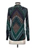 Calvin Klein 100% Rayon Argyle Teal Long Sleeve Blouse Size XS - photo 2