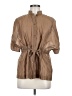 Dazy-Less Brown 3/4 Sleeve Button-Down Shirt Size M - photo 1