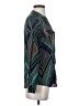 Calvin Klein 100% Rayon Argyle Teal Long Sleeve Blouse Size XS - photo 4