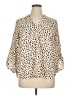 Lush 100% Polyester Animal Print Tan 3/4 Sleeve Blouse Size 1X - photo 1