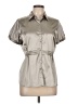 Max Edition Metallic Silver Short Sleeve Blouse Size L - photo 1