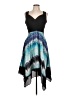 Melrose 100% Polyester Tie-dye Blue Cocktail Dress Size 12 Petite - photo 1