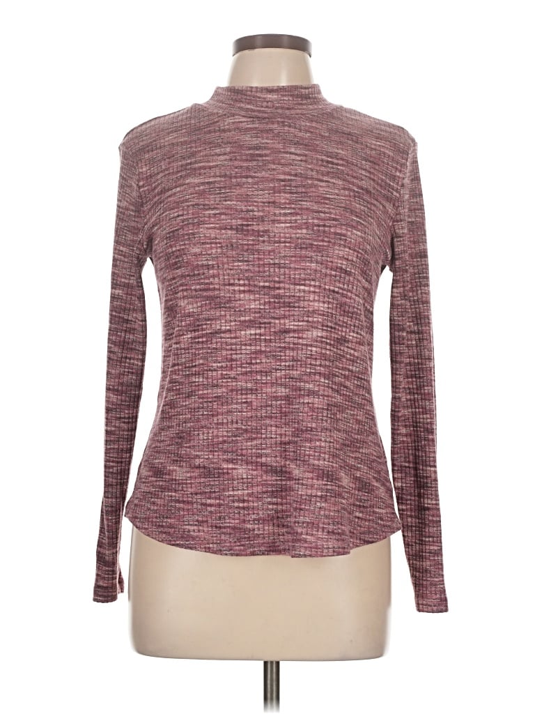 Pre-owned Maurices Long Sleeve Top Burgundy Turtleneck Tops