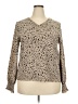 Unbranded 100% Polyester Floral Tan Long Sleeve Blouse Size XXL - photo 1