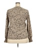 Unbranded 100% Polyester Floral Tan Long Sleeve Blouse Size XXL - photo 2