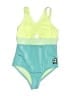 Justice Color Block Green One Piece Swimsuit Size 7 - 8 - photo 1