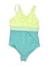 Justice Color Block Green One Piece Swimsuit Size 7 - 8 - photo 2