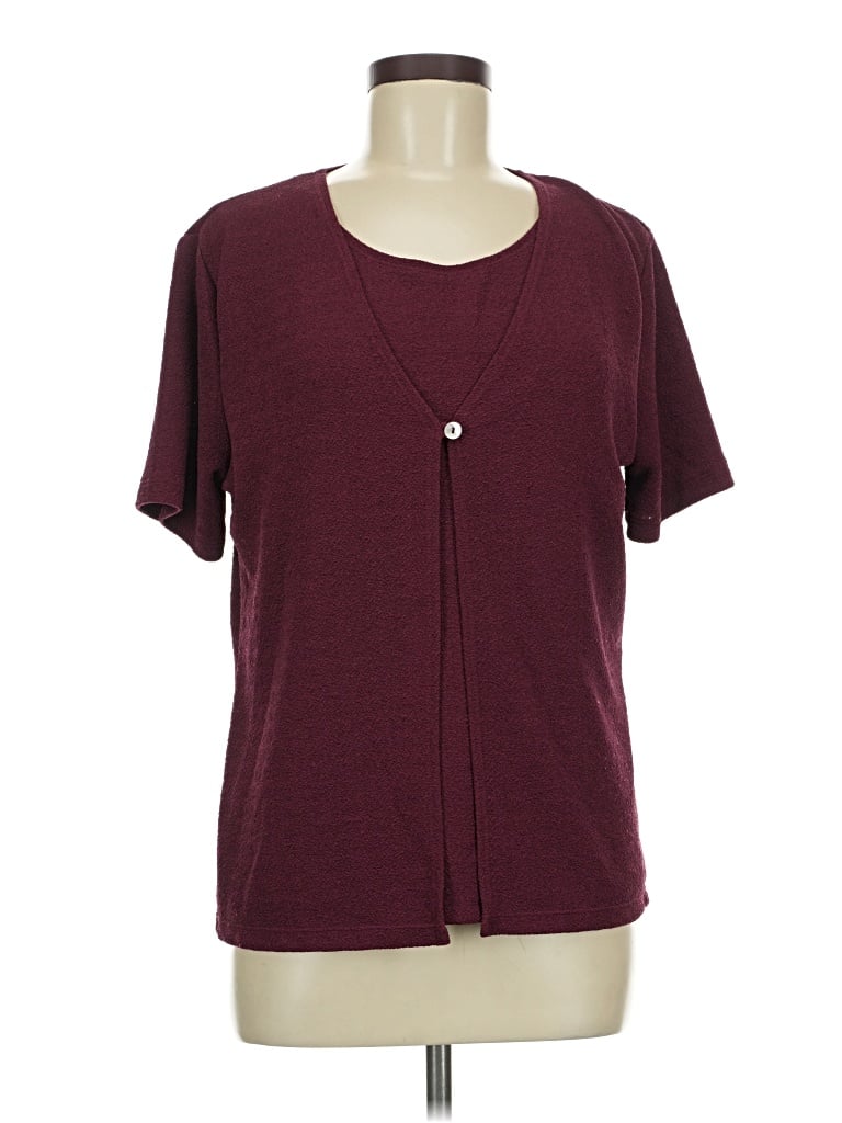 Pre-owned Sag Harbor Short Sleeve Top Burgundy Scoop Neck Tops