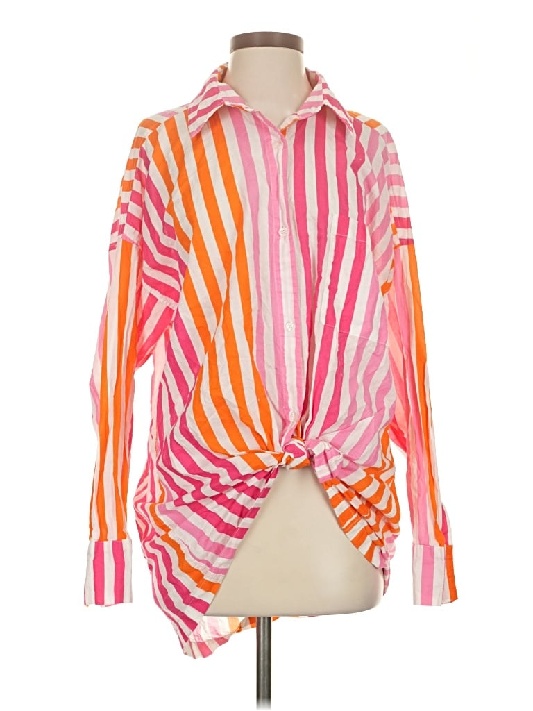 Pre-owned Beach Riot Long Sleeve Blouse In Orange