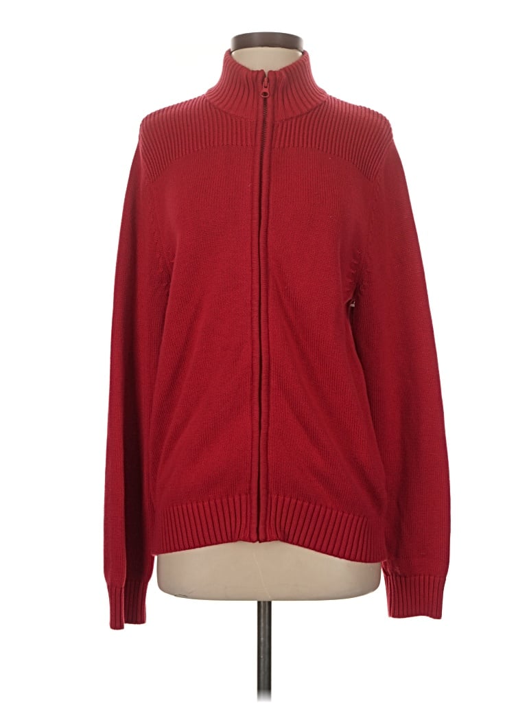 Pre-owned Lands' End Cardigan Sweater In Red