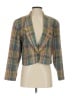 Doncaster Collection 100% Silk Plaid Teal Silk Blazer Size 4 - photo 1