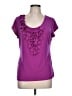 Worthington Purple Short Sleeve Top Size L - photo 1