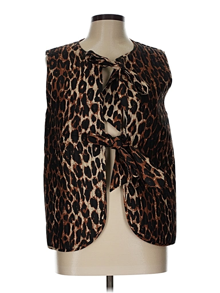Pre-owned Veveret Faux Fur Vest In Brown