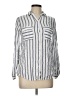 Sweet Wanderer 100% Rayon Stripes Silver Long Sleeve Button-Down Shirt Size L - photo 1