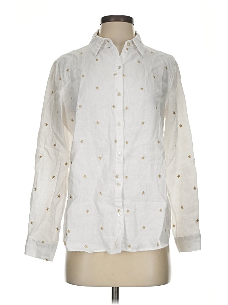 Pre-owned Nicole Miller Long Sleeve Button Down Shirt In Ivory