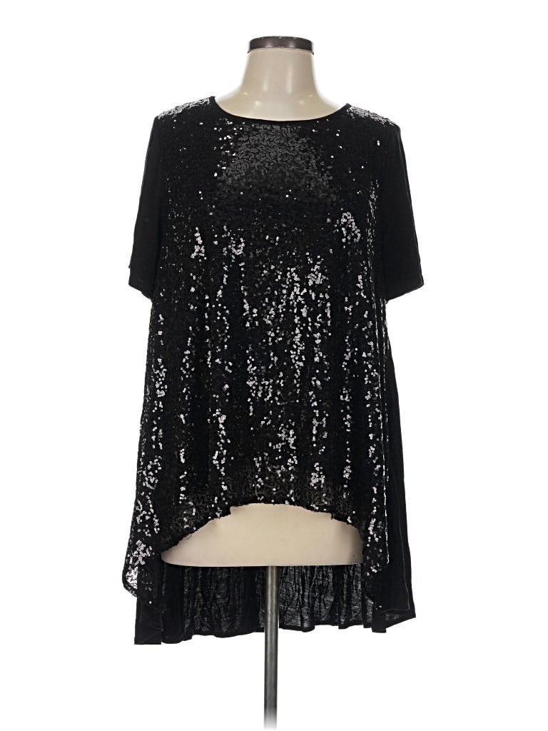 Pre-owned Dg^2 By Diane Gilman Short Sleeve Blouse In Black