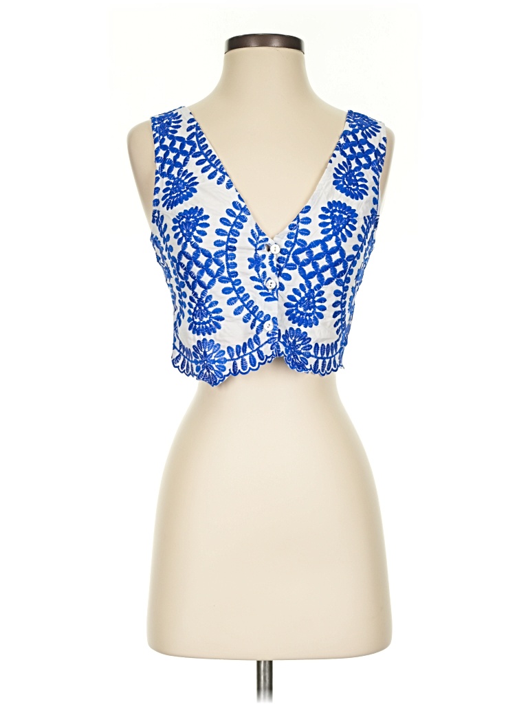 Pre-owned Shein Sleeveless Blouse In Blue