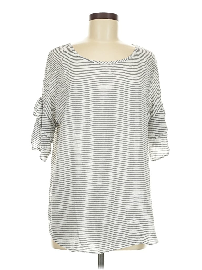 Pre-owned Lime N Chili 3/4 Sleeve Top Gray Boatneck Tops