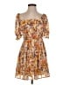 Jun & Ivy 100% Polyester Print Orange Casual Dress Size S - photo 1