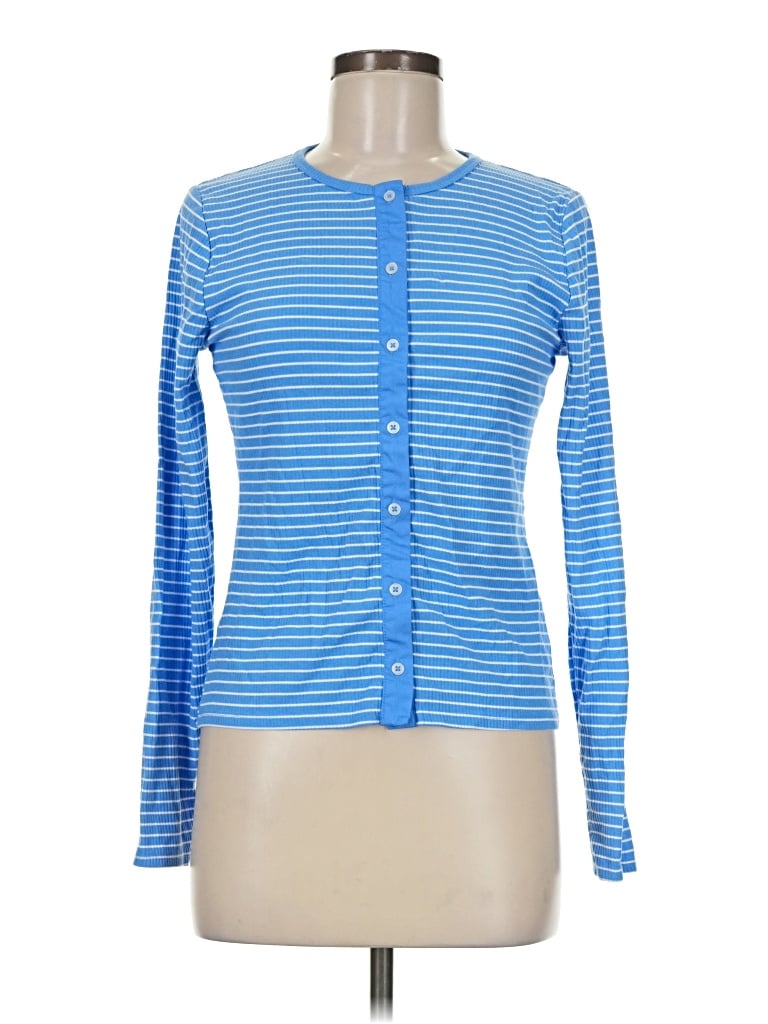 Pre-owned Free Assembly Long Sleeve Henley Shirt In Blue