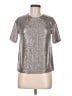 Tulle 100% Polyester Metallic Silver Short Sleeve Top Size M - photo 1