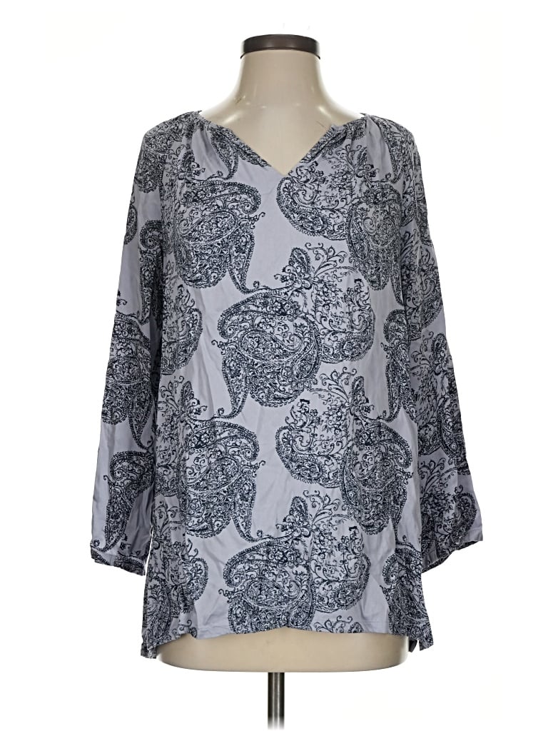 Pre-owned Purejill 3/4 Sleeve Blouse In Gray