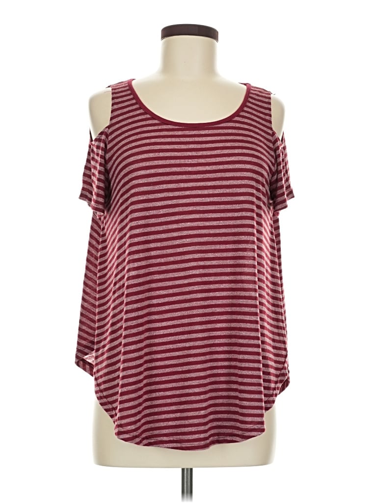 Pre-owned Umgee Short Sleeve Top Burgundy Cold Shoulder Neckline Tops