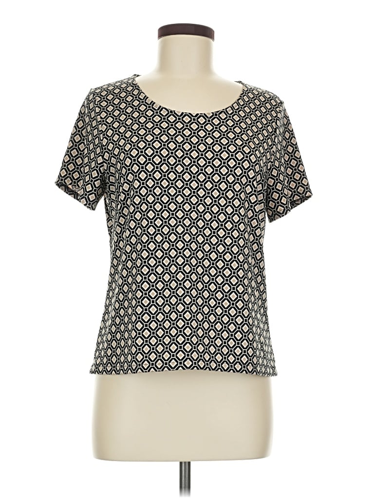 Pre-owned Coldwater Creek Short Sleeve Top Gray Square Neckline Tops