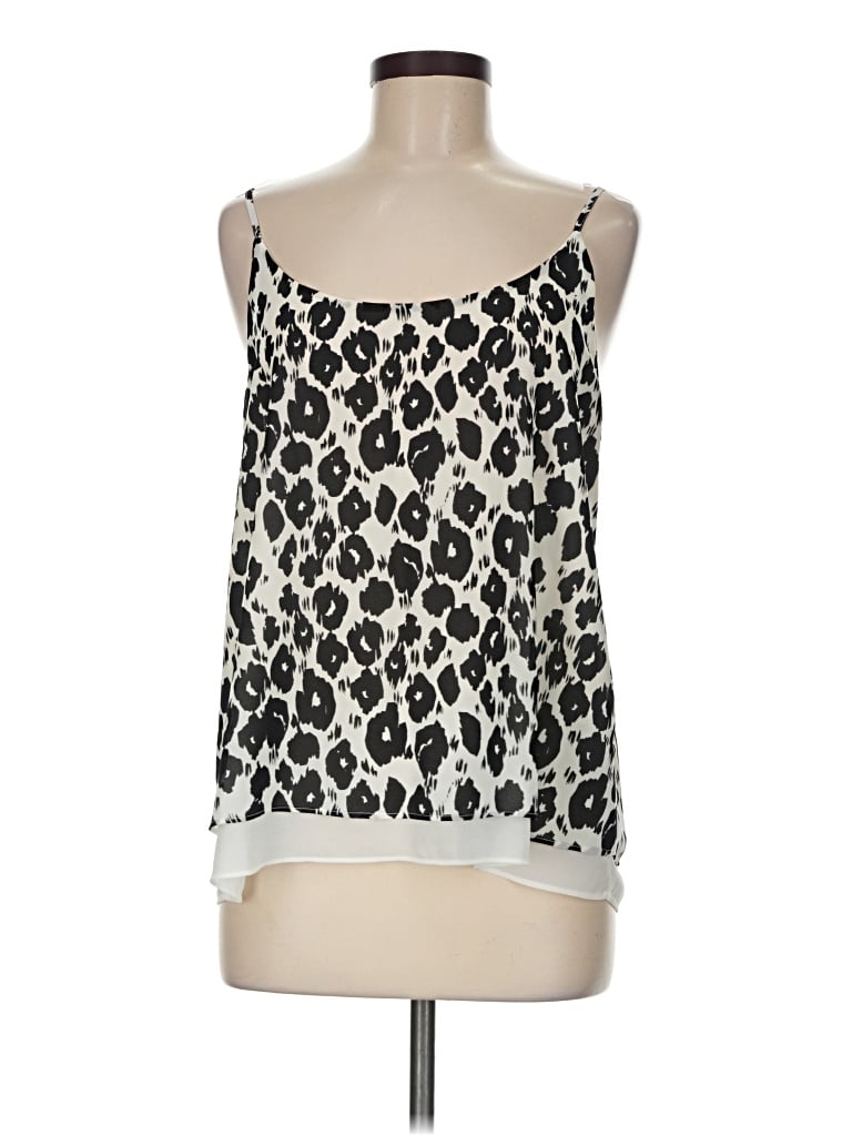 Cynthia Rowley Tjx Sleeveless Top Ivory Scoop Neck Tops In Black