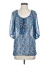 Bee Stitched 100% Polyester Blue 3/4 Sleeve Blouse Size S - photo 1