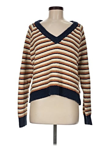 Madewell Arden V-Neck Crop Pullover Sweater in Stripe (view 1)